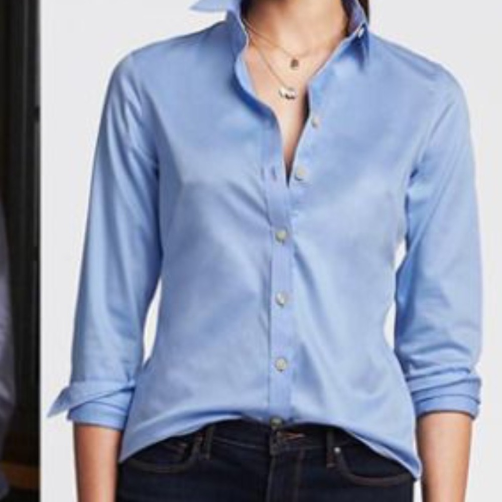 Banana republic Light Blue Non Iron Fitted Blouse